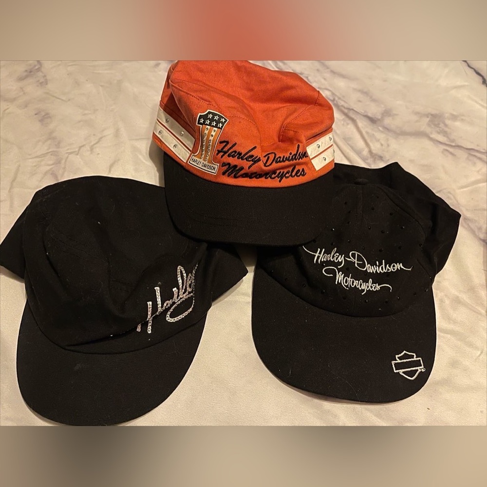Lot of 3 y2k womans Harley davidson caps